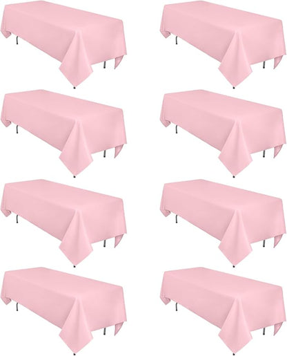 8 Pack Pink Valentine's Day Tablecloth 60 x 126 Inch Rectangular Tablecloths for 8 Foot Rectangle Tables, Wrinkle Resistant Pink Table Cloth Washable Polyester Fabric for Buffet Wedding Party Banquet