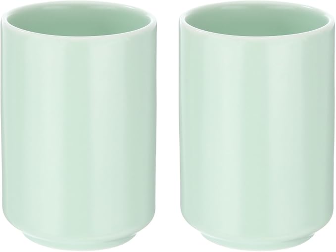 HARFINGTON 2pcs Japanese Ceramic Tea Cups 8oz / 240ml Simple Solid Color No by HARFINGTON