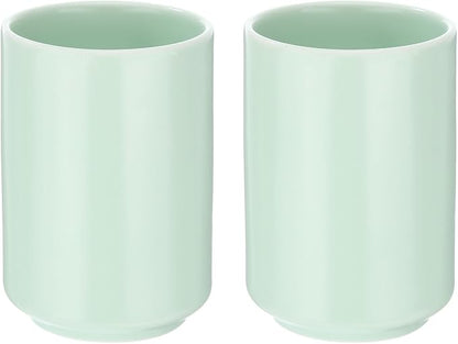 HARFINGTON 2pcs Japanese Ceramic Tea Cups 8oz / 240ml Simple Solid Color No by HARFINGTON