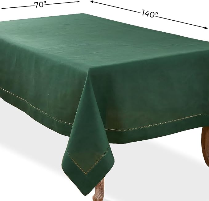 SARO LIFESTYLE Hemstitched Border Tablecloth, Jasper Green - Image 3