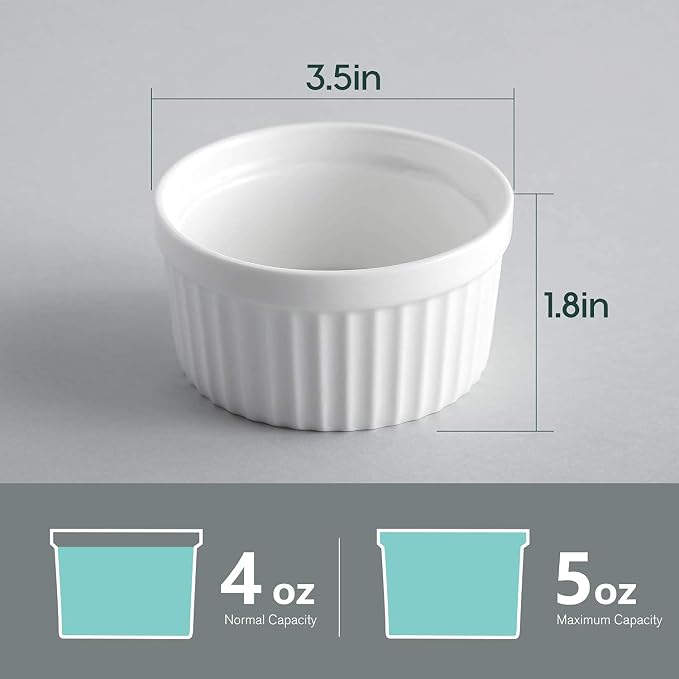Samsle Porcelain Ramekins 4 oz Oven Safe, Small Souffle Dishes - Image 2