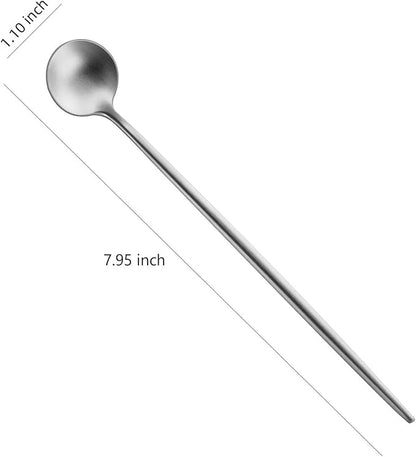 DEHOV 9 Inches Long Iced Teaspoons Set, 4 Pieces Stainless Steel 18/10 Latte - Image 2