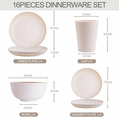 Rubtlamp Wheat Straw Dinnerware Sets, Wheat Straw Plates and Bowls Sets - Image 2