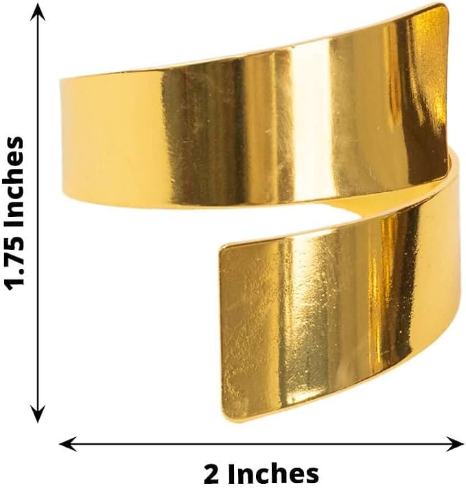Efavormart 4 Pack | Shiny Gold Metal Scroll Wrap Cuff Band Napkin Rings - Image 3