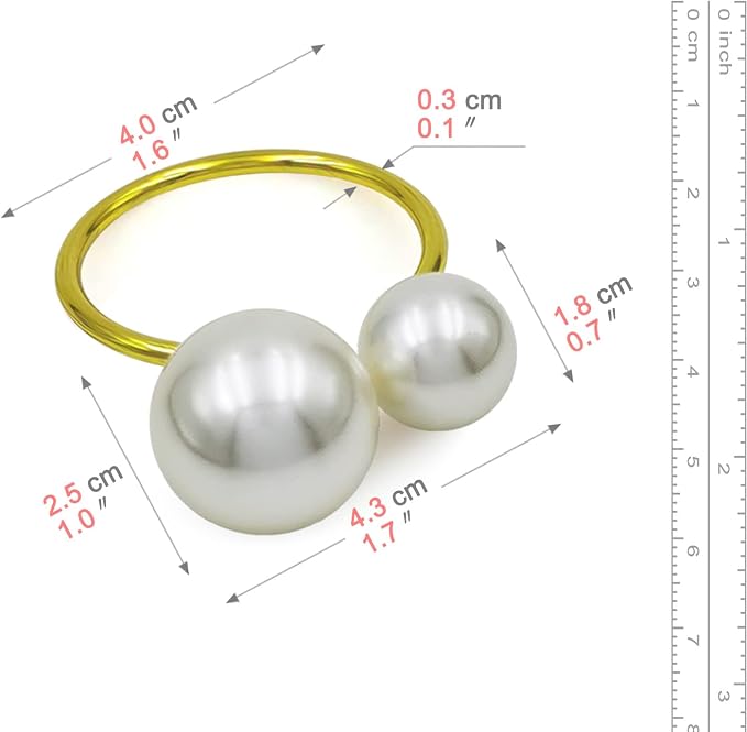 Napkin Rings - Pearl Gold Napkin Rings Set of 6 - Image 3