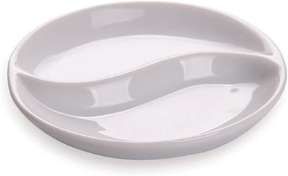 Restaurantware 3.5 Inch Sauce Plates 10 Microwave-Safe White Sauce Dishes - 2 Compartments Oven-Safe White Porcelain Small White Dishes Chip-Resistant For Sauces