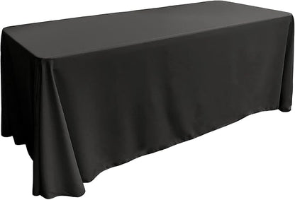 LA Linen Polyester Poplin Washable Rectangular Tablecloth, Stain and Wrinkle Resistant Table Cover 90x132, Fabric Table Cloth for Dinning, Kitchen, Party, Holiday 90 by 132-Inch, Black