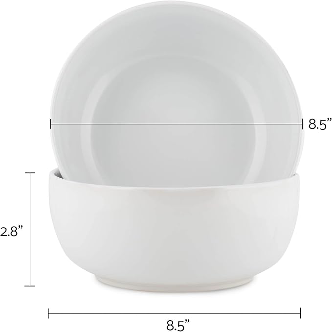 Elanze Designs Bistro Glossy Ceramic 8.5 inch Large Serving Bowls Set of 2 - Image 3