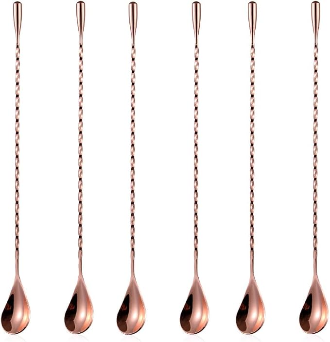6 Pcs 12 Inch Bar Mixing Spoon Cocktail Spoon Stainless Steel Bar Long Spoon by SZLFSX