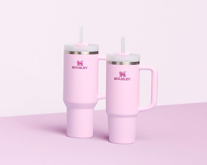 STANLEY Quencher H2.0 Flow State Tumbler, 40 oz, Cherry Blossom | Handle and - Image 7