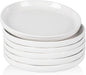 White Salad Plates Set of 6, 8 Inch Small Ceramic Ribbed Texture Dinner Plates, Kitchen Serving Dishes for Appetizer, Dessert, Microwave & Dishwasher Safe, Scratch Resistant