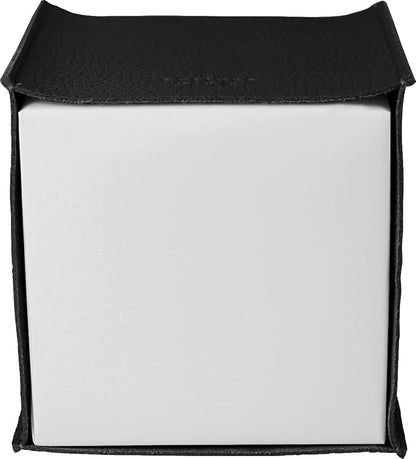 carrotez Tissue Box Cover, [Refined] Modern PU Leather Square Tissue Box Holder - Decorative Holder/Organizer for Bathroom Vanity Countertop, Night Stands, Office Desk & Car 5X5X5 - Black