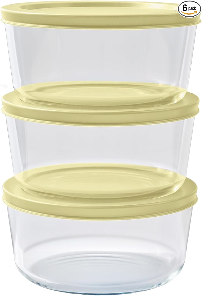6-Piece Glass Food Storage Containers Set | 4-Cup, Leakproof | Microwave by DuraLiving