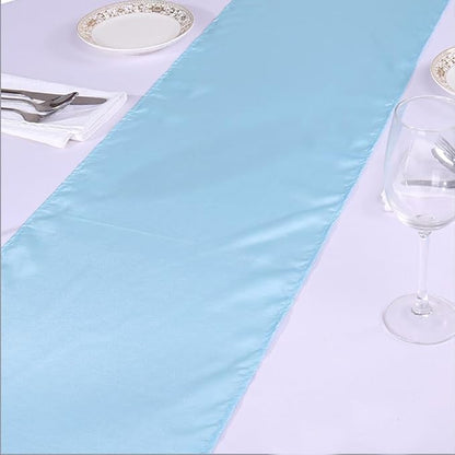 10PCS Baby Blue Satin Table Runner 12 x 108 Inches - Image 6