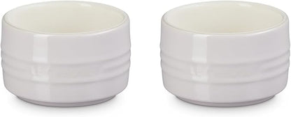 Le Creuset Stoneware Round Ramekin Straight Wall Set of 2, 7 oz. Each, Shallot