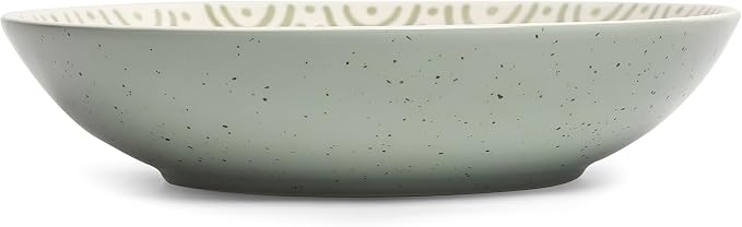 Sango 4-Piece Speckled Stoneware Pasta Bowl Set- Wide Shallow Dinner Bowls - Image 6