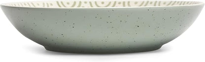 Sango 4-Piece Speckled Stoneware Pasta Bowl Set- Wide Shallow Dinner Bowls - Image 6
