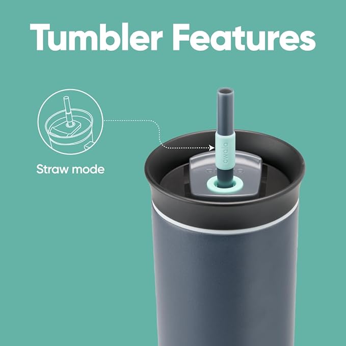 Owala Tumbler Stainless Steel Water Bottle 24 oz Foggy Tide | 2-in-1 - Image 5