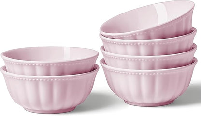 HOMBENE White Porcelain Fruit Bowls, 4.7 Inch Serving Bowls,Ice Cream Bowl, Kitchen Bowl Set, Microwave and Dishwasher Safe, Set of 6
