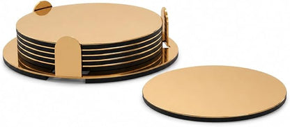 IKEA Glattis Coasters With Holder Brass Color 6 pack Size 3" 503.430.05 by IKEA