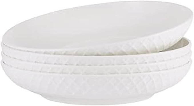 Mikasa Trellis Bone China 9-Inch Pasta Bowls Set of 4, Lightweight, by Mikasa