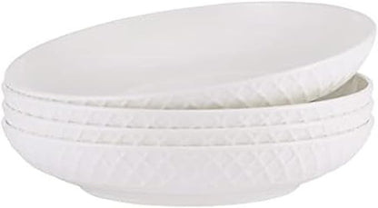 Mikasa Trellis Bone China 9-Inch Pasta Bowls Set of 4, Lightweight, by Mikasa