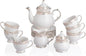 Sweejar 21 Pieces Porcelain Tea Set, Vintage Gold Trimmed Teapot Cup and Saucer by Sweejarco1949