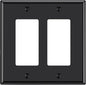 AIDA 2-Gang Decorative Wall Plates, 4.88" H x 4.94" L - Unbreakable Thermoplastic Faceplate Cover for Outlets and Switches, UL Listed - (1 Pack, Glossy Black)