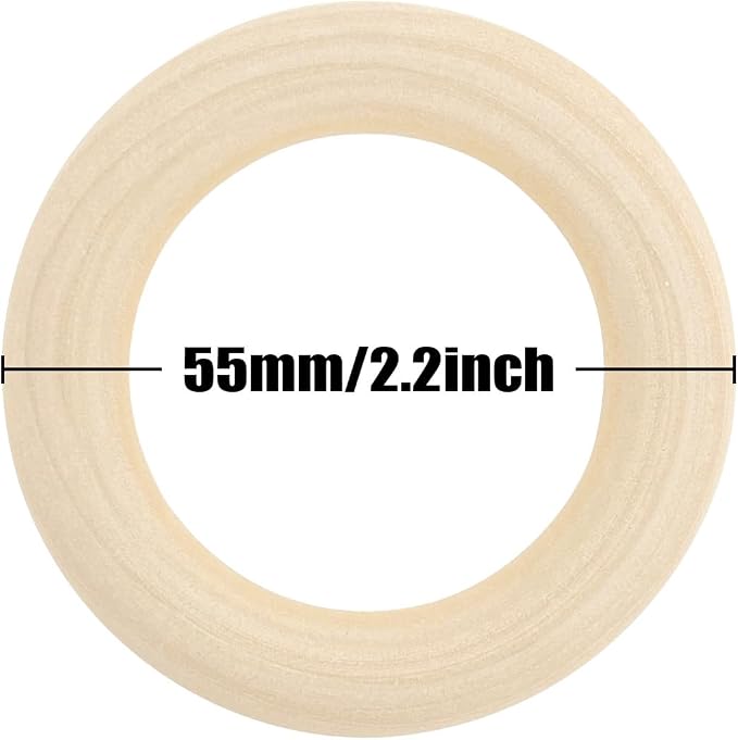 20PCS Natural Wood Rings for Crafts, Macrame Rings for DIY, Wooden Rings - Image 4