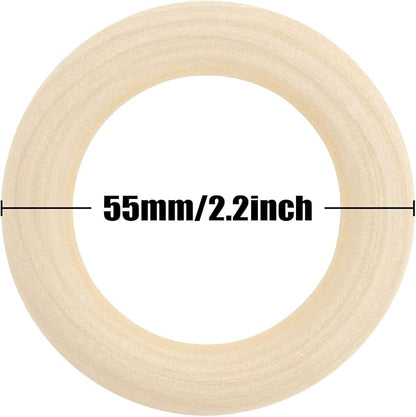 20PCS Natural Wood Rings for Crafts, Macrame Rings for DIY, Wooden Rings - Image 4