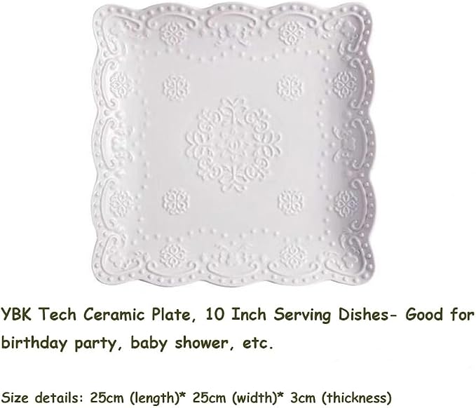 Ceramic Plate, Square Embossed Lace Plate - Image 2