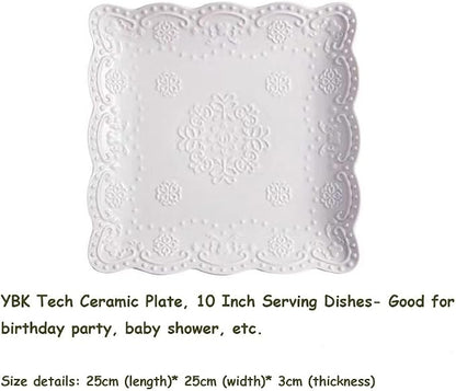 Ceramic Plate, Square Embossed Lace Plate - Image 2