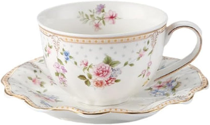 6 oz Vintage flower Ceramic cup and 6" saucer set by homemugandgift
