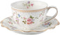 6 oz Vintage flower Ceramic cup and 6" saucer set by homemugandgift