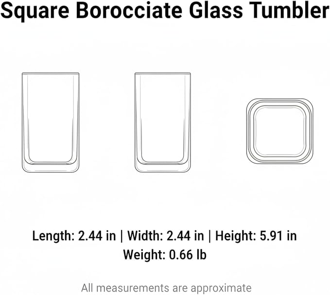 Drinking Cup Square Borosilicate Glass Tumbler Handleless Design - Image 7