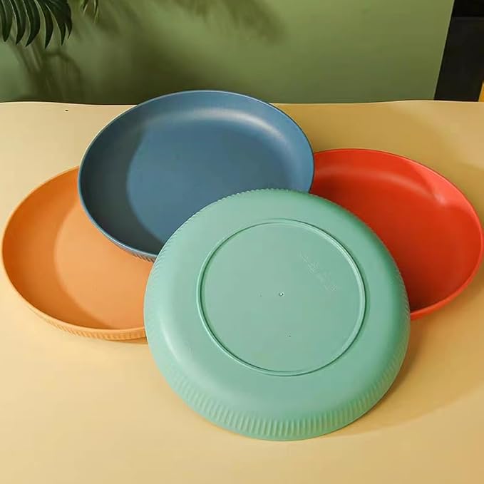 LRUUIDDE Lightweight Wheat Straw Plates 9 Inch, Microwave and Dishwasher Safe - Image 6
