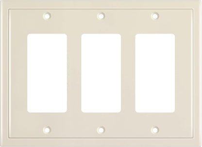 Henne Bery Modern Edge Decorative Wall Plate Switch Plate Outlet Cover, Durable Solid Zinc Alloy (Triple Decorator, Light Almond)
