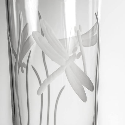 Rolf Glass Dragonfly Highball Glass 15 ounce - Set of 4 Cooler Glasses – Lead-Free Glass - Etched Drinking Glass with Heavy Base - Made in the USA
