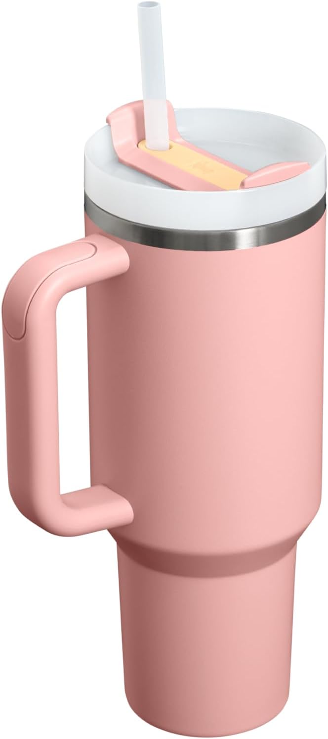 STANLEY Quencher H2.0 Flow State Tumbler, 40 oz, Peach Rose | Handle and Straw - Image 3