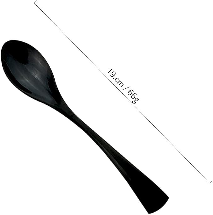 JASHII 18/10 Stainless Steel 4 Piece Mirror Polished Black Dessert Spoon Salad - Image 2