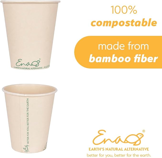 100% Compostable Disposable Coffee Cups Paper Cups Made from Bamboo, - Image 2