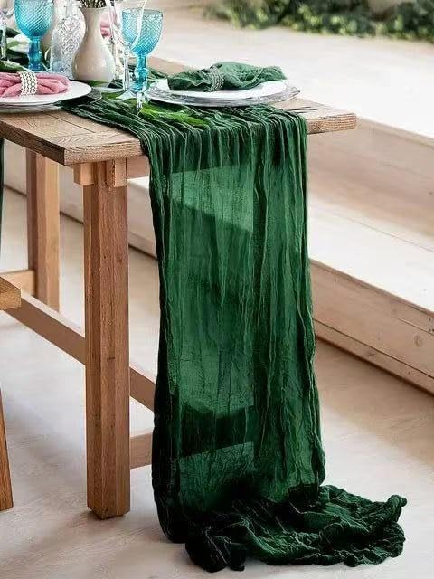 6Pack Emerald Green Cheesecloth Table Runner 17x108 inch Sheer Table Runner | - Image 7