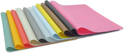 Silicone Placemats, Food-Grade Non-Slip Waterproof, Dining, Stain Resistant, Countertop Protector, Kitchen Counter Mat, Heat Resistant, Baking mat Dishwasher Safe (15.7x11.8Inch-4pack, White Gray)