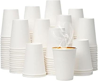 YEEHAW 12 oz 100 Pack White Disposable Paper Coffee Cups | by YEEHAW