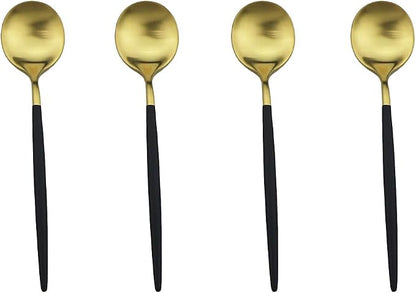 Black Gold Flatware, Royal 4 Piece Matte Black Handle 18/10 Stainless Steel by Unknown