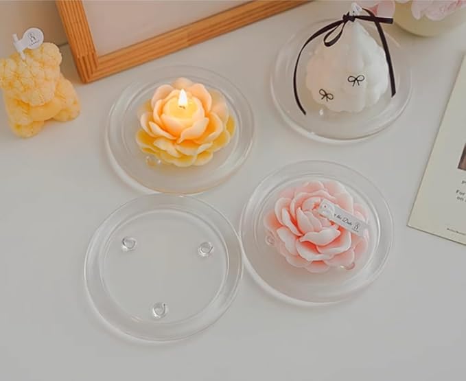 Glass Candle Holder 2 Pack 5 Inch Clear Beautiful Transparent Round Candle Plate - Image 7
