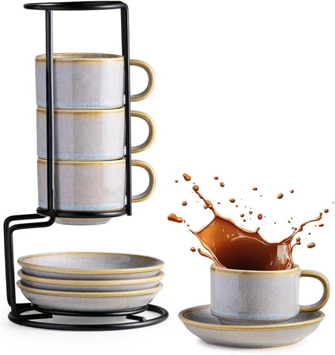 Gomakren 2.5oz Stackable Espresso Cups Set of 4 by Gomakren