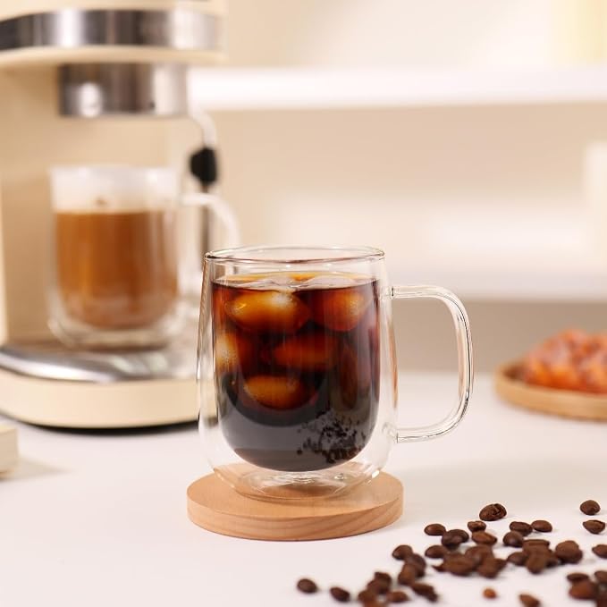 CNGLASS Glass Coffee Mugs 12oz, Double Wall Insulated Mug Set - Image 2