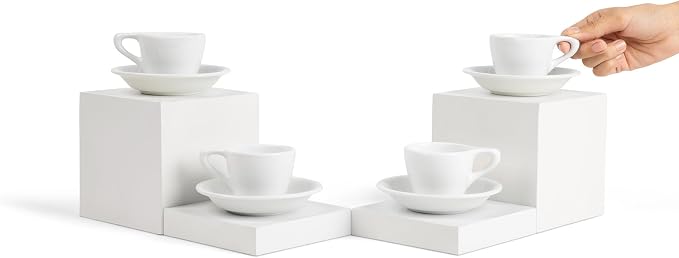 ANGELENO Coffee Espresso Cups Set of 4, 2.7oz Porcelain Ceramic Demitasse Cups - Image 3