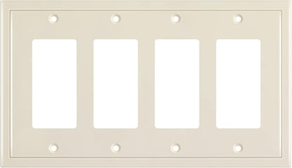 Henne Bery Modern Edge Decorative Wall Plate Switch Plate Outlet Cover, Durable Solid Zinc Alloy (Quad Decorator, Light Almond)